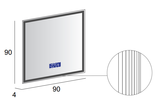 Зеркало с LED подстветкой Cezares 45063 90x90 в ванную от интернет-магазине сантехники Sanbest