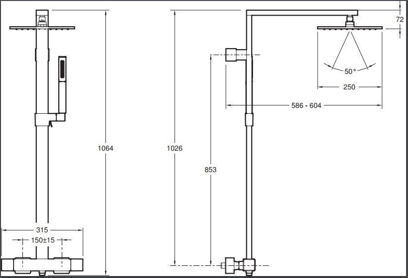 Душевая колонна Jacob Delafon STRAYT E98321-CP купить в интернет-магазине сантехники Sanbest