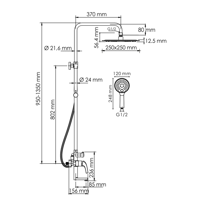 Душевая система WasserKraft Sauer 7100 SET2675 золото купить в интернет-магазине сантехники Sanbest