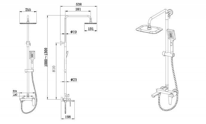 Душевая колонна Bravat ARDEN F6351385CP-A1-RUS купить в интернет-магазине сантехники Sanbest