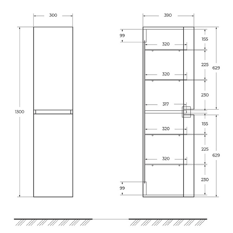 Пенал Cezares Vague 30 54850 Rovere sbiancato для ванной в интернет-магазине сантехники Sanbest