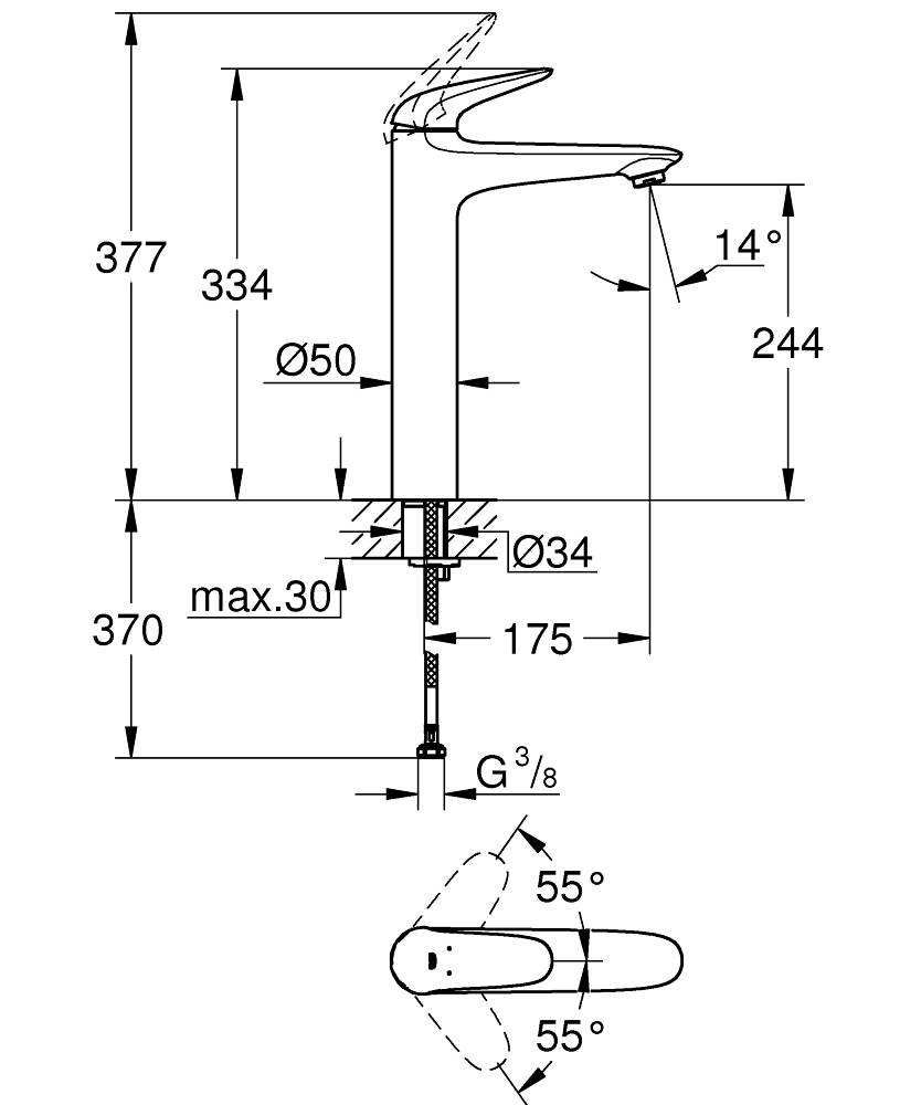 Смеситель для раковины Grohe Eurostyle 23719003 хром купить в интернет-магазине сантехники Sanbest