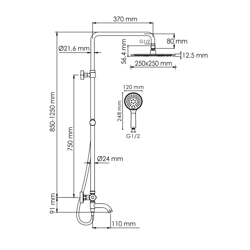 Душевая система WasserKraft Sauer 7100 SET2679 Thermo золото купить в интернет-магазине сантехники Sanbest