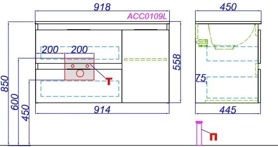 Тумба с раковиной Aqwella Accent 90 дуб золотой для ванной в интернет-магазине Sanbest