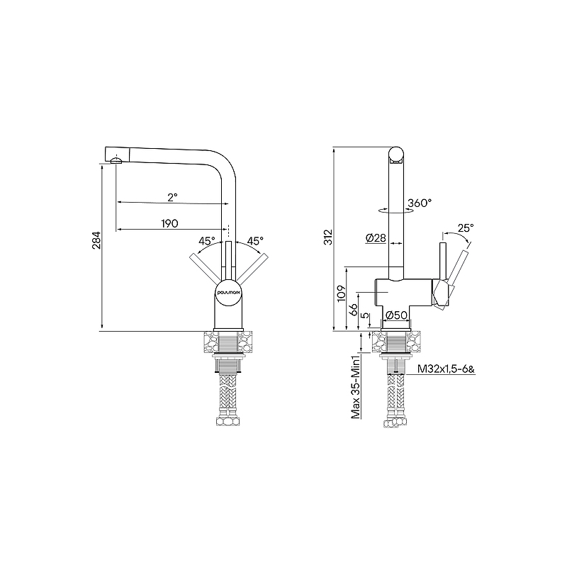 Смеситель для кухни Paulmark Spring Sp212067-BG матовое золото купить в интернет-магазине сантехники Sanbest