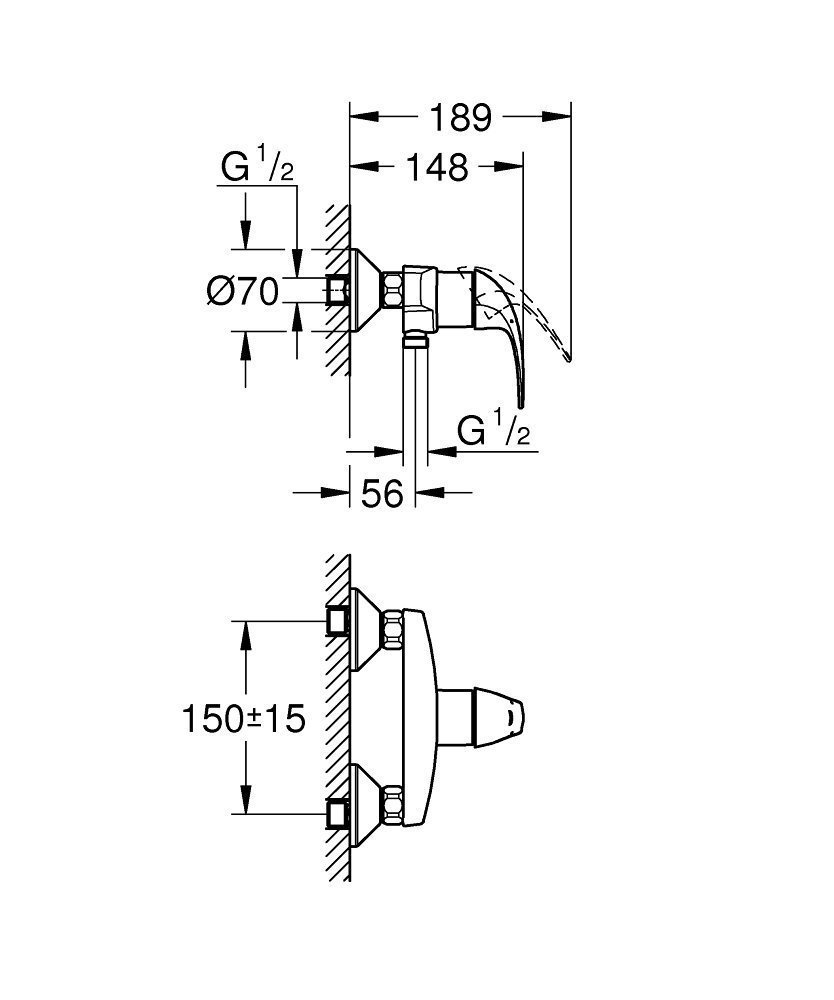 Смеситель для душа Grohe BauCurve 23631000 купить в интернет-магазине сантехники Sanbest