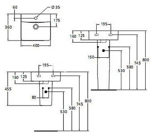 Раковина с полупьедесталом Ideal Standard Connect Cube E803301 купить в интернет-магазине Sanbest