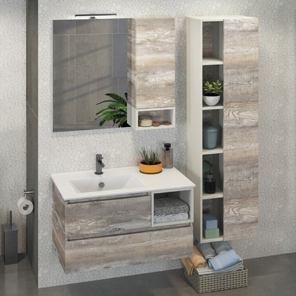 Мебель для ванной Comforty Турин 90L Бежевая для ванной в интернет-магазине Sanbest