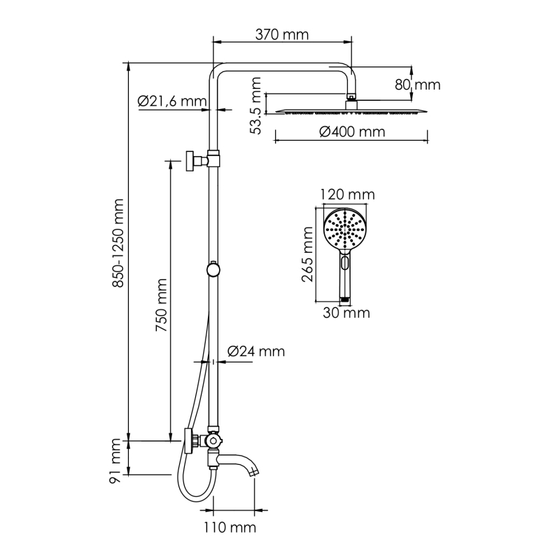 Душевая система WasserKraft SET2742 Thermo хром купить в интернет-магазине сантехники Sanbest