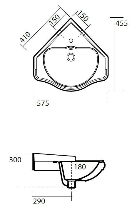 Раковина угловая Kerasan Retro 1032 57.5 купить в интернет-магазине Sanbest