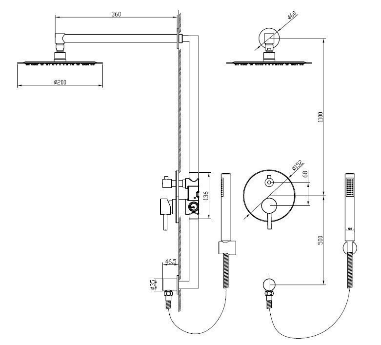 Душевая система RGW Shower Panels SP-51 купить в интернет-магазине сантехники Sanbest