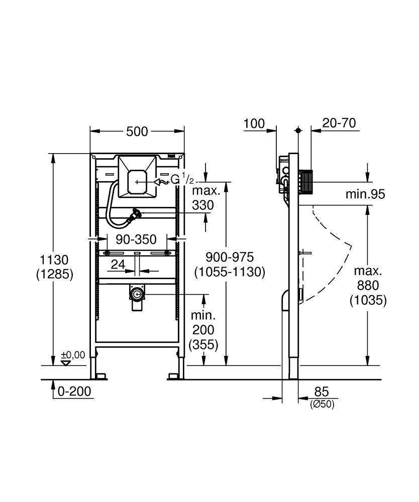 Инсталляция для писсуара Grohe Rapid SL 38786001 купить в интернет-магазине сантехники Sanbest