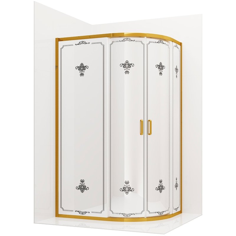 Душевой уголок Ambassador Royal 120х90 стекло прозрачное с декором/профиль золото купить в интернет-магазине Sanbest