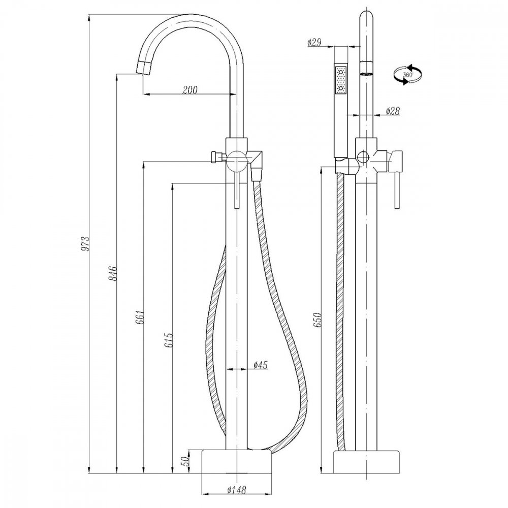 Смеситель для ванны ABBER Wasser Kreis AF8116 хром купить в интернет-магазине сантехники Sanbest