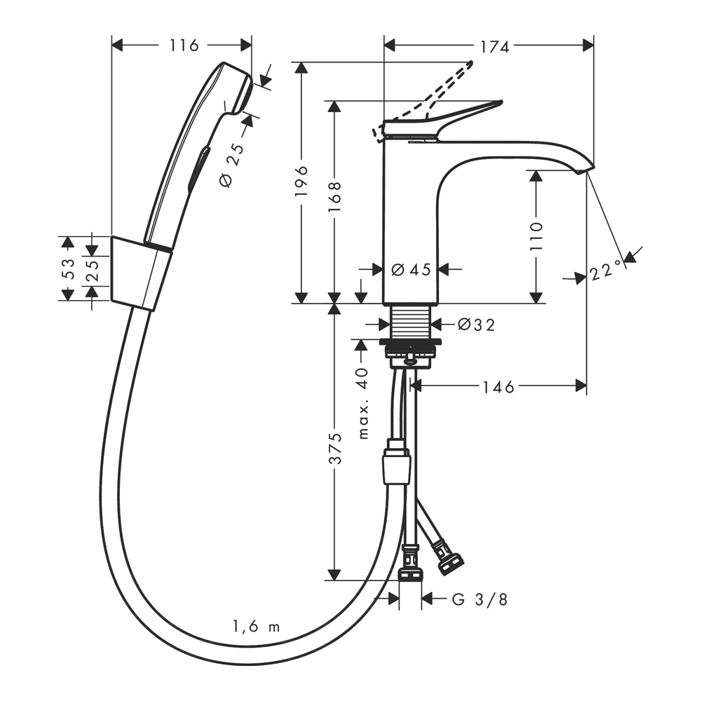 Смеситель для раковины Hansgrohe Vivenis 75210000 хром купить в интернет-магазине сантехники Sanbest