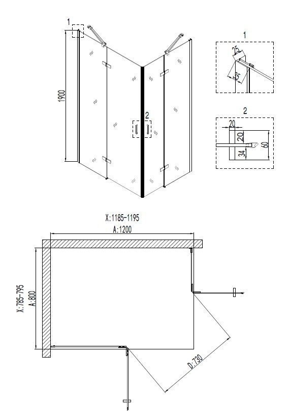 Душевой уголок Niagara Nova NG- 6617-08 80x120 купить в интернет-магазине Sanbest