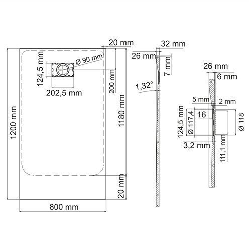 Душевой поддон WasserKRAFT Main 41T06 120х80 купить в интернет-магазине Sanbest