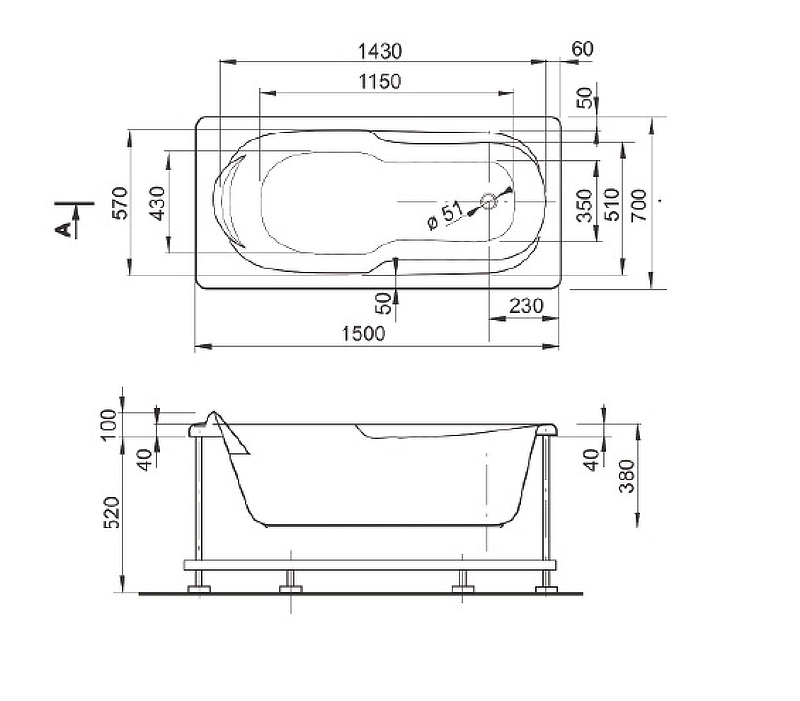 Ванна Pestan IvA 150х70 13415070 белая купить в интернет-магазине Sanbest