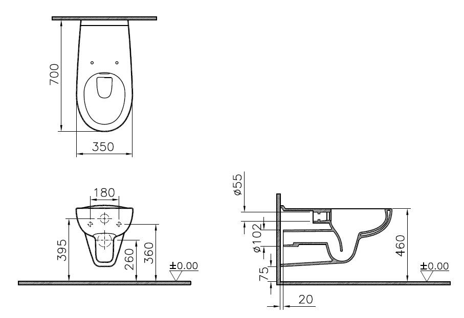 Унитаз Vitra CONFORMA 5810B003-6234 безободковый, с крышкой, белый купить в интернет-магазине Sanbest