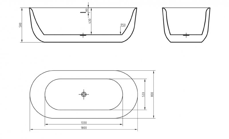 Ванна акриловая BelBagno BB706 180х80 купить в интернет-магазине Sanbest