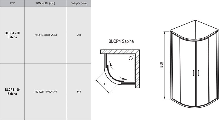 Душевой уголок Ravak Blix BLCP4 SABINA 80x80 профиль блестящий/стекло матовое купить в интернет-магазине Sanbest
