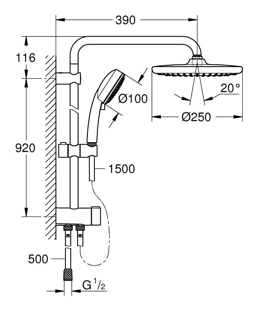 Душевая система Grohe Tempesta Cosmopolitan 26675000 хром купить в интернет-магазине сантехники Sanbest