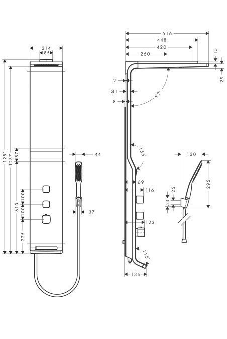 Душевая панель Hansgrohe Raindance Lift 27008400 белый/хром купить в интернет-магазине сантехники Sanbest