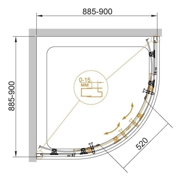 Душевой угол Cezares ECO-O-R-2 90x90 купить в интернет-магазине Sanbest