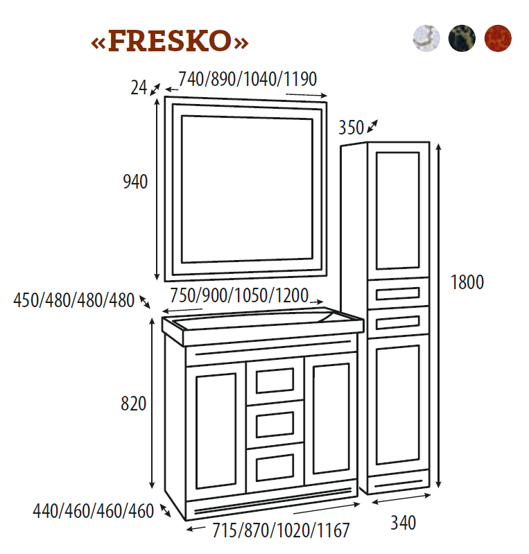 Зеркало Misty Fresko 75x94 краколет красный патина в ванную от интернет-магазине сантехники Sanbest