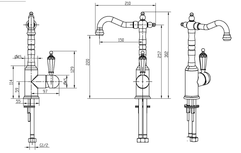 Смеситель для раковины Boheme Imperiale Ripresa 322 купить в интернет-магазине сантехники Sanbest