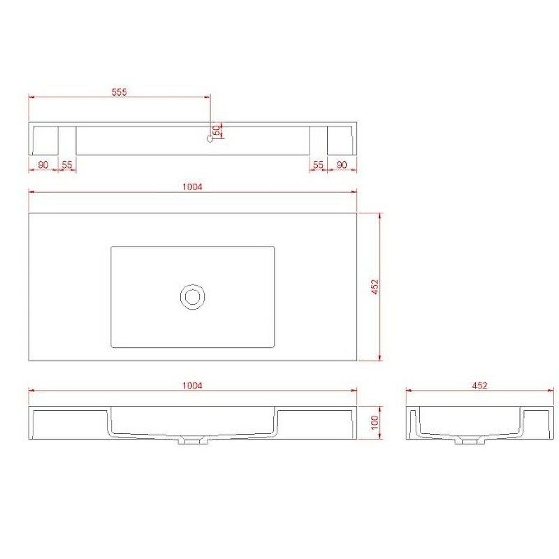 Раковина-моноблок FLAT ST 888-100 100 белая матовая купить в интернет-магазине Sanbest