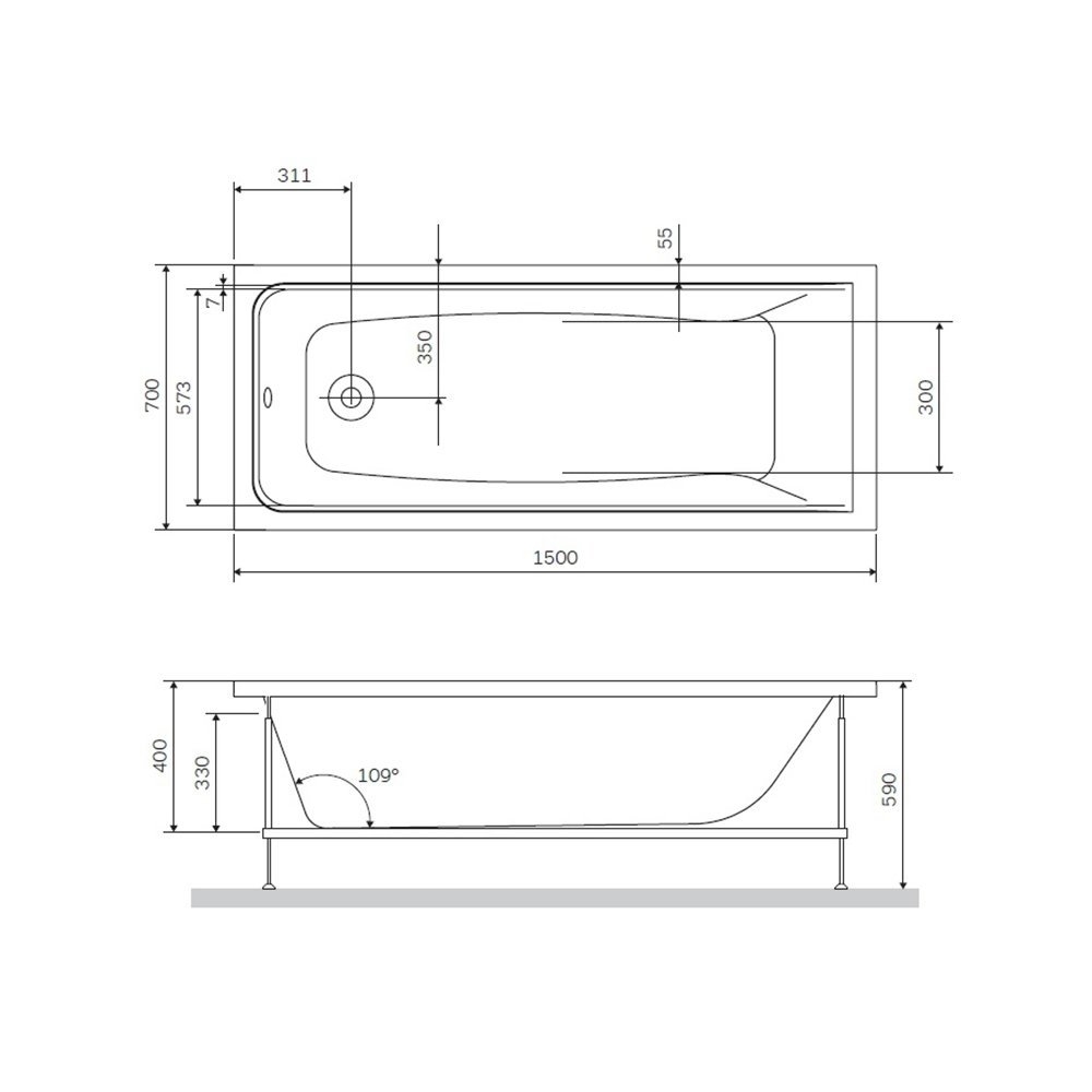 Ванна акриловая AM.PM GEM W90A-150-070W-A 70x150 купить в интернет-магазине Sanbest