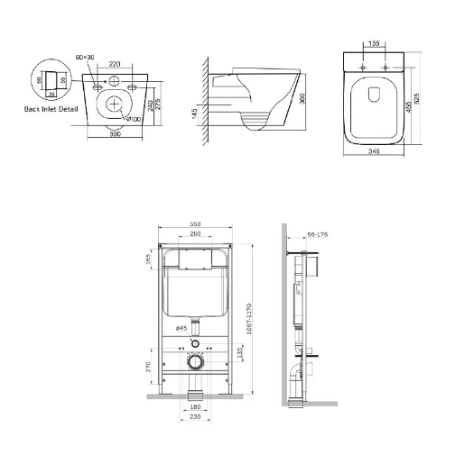 Унитаз с инсталляцией SantiLine SL-5027+SL-01 белый/кнопка хром купить в интернет-магазине Sanbest