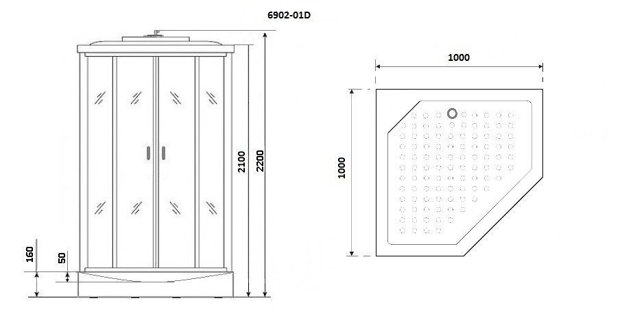 Душевая кабина Niagara Premium NG- 6902-01D BLACK 100x100 купить в интернет-магазине Sanbest