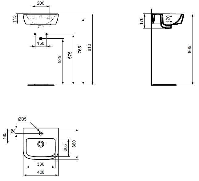 Раковина подвесная Ideal Standard Tempo-IS T056701 купить в интернет-магазине Sanbest