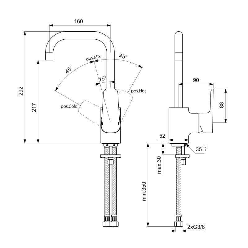 Смеситель для раковины Ideal Standard Ceraplan III B0708AA купить в интернет-магазине сантехники Sanbest