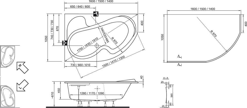 Ванна акриловая Ravak Rosa I 140x105 купить в интернет-магазине Sanbest