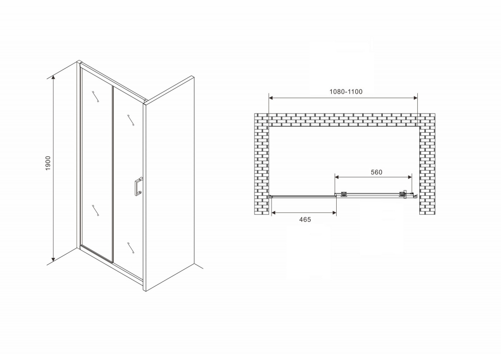 Душевая дверь Abber SCHWARZER DIAMANT 110 прозрачная/черный купить в интернет-магазине Sanbest