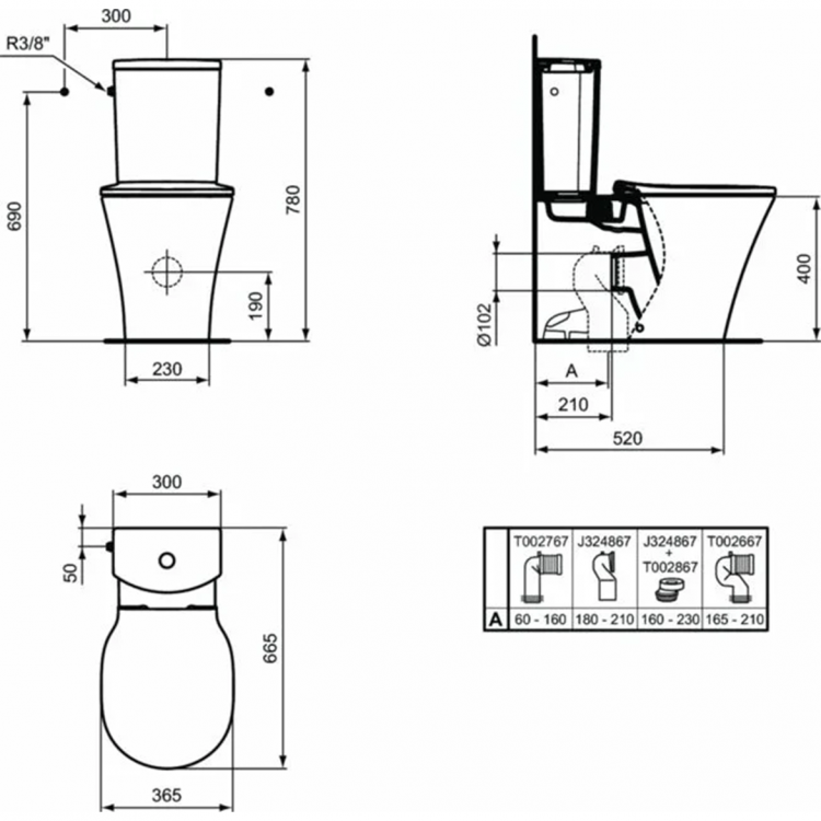 Унитаз напольный Ideal Standard Connect Air E013701 с бачком E073401 белый, безободковый купить в интернет-магазине Sanbest