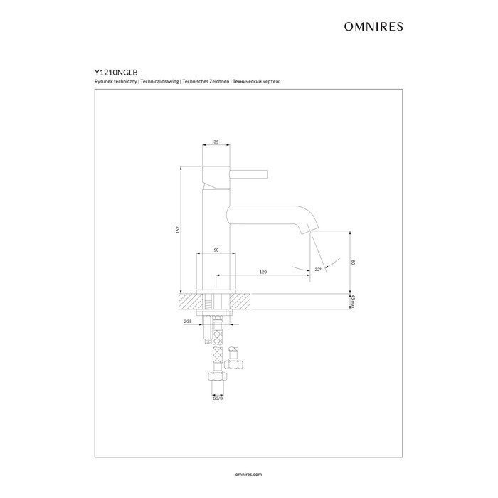 Смеситель для раковины OMNIRES Y Y1210NGLB купить в интернет-магазине сантехники Sanbest