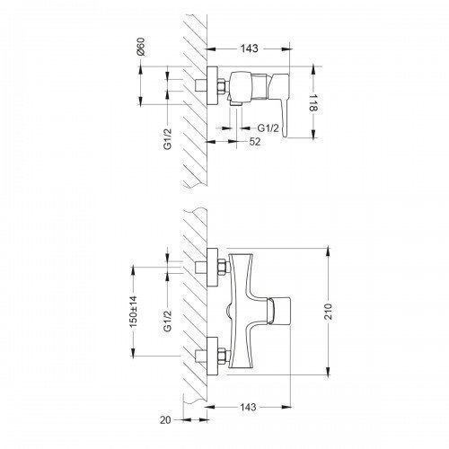 Смеситель для душа Lemark Evitta LM0503C купить в интернет-магазине сантехники Sanbest