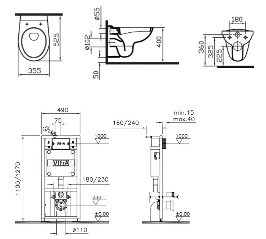 Унитаз подвесной Vitra Normus 9773B003-7202 купить в интернет-магазине Sanbest