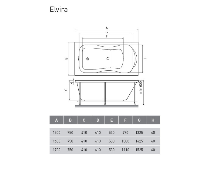 Ванна акриловая Relisan Elvira 170x75 купить в интернет-магазине Sanbest