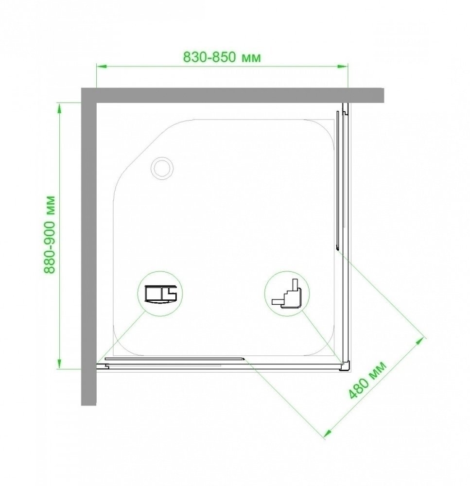 Душевой уголок Royal Bath RB9085HPD-C 85х90 матовый купить в интернет-магазине Sanbest