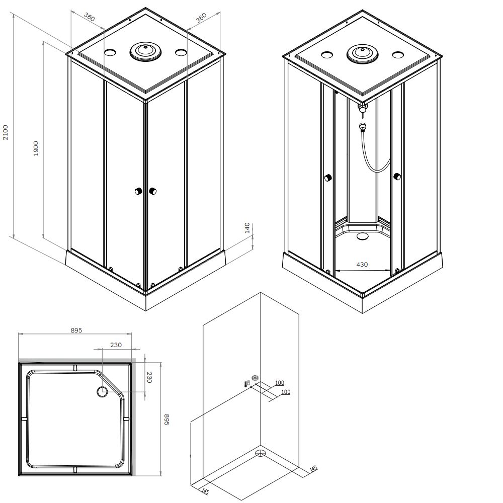 Душевая кабина AM.PM X-Joy W94C-403-090BT 90x90 купить в интернет-магазине Sanbest