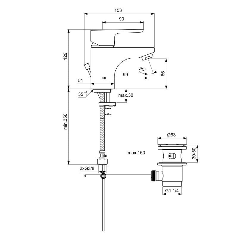 Смеситель для раковины Ideal Standard Ceraplan III B0702AA купить в интернет-магазине сантехники Sanbest