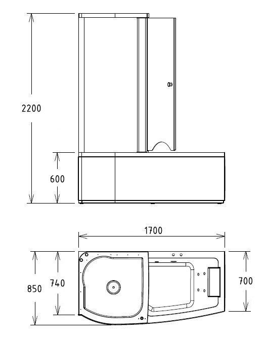 Ванна акриловая Gemy G8040 B 170x85 купить в интернет-магазине Sanbest