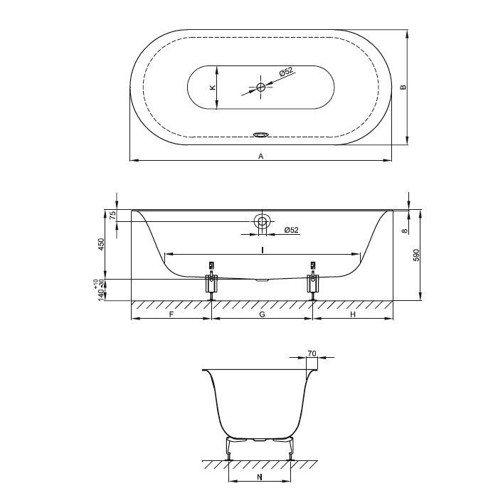 Ванна Bette Lux Oval 3466-000 180x80 Белый купить в интернет-магазине Sanbest