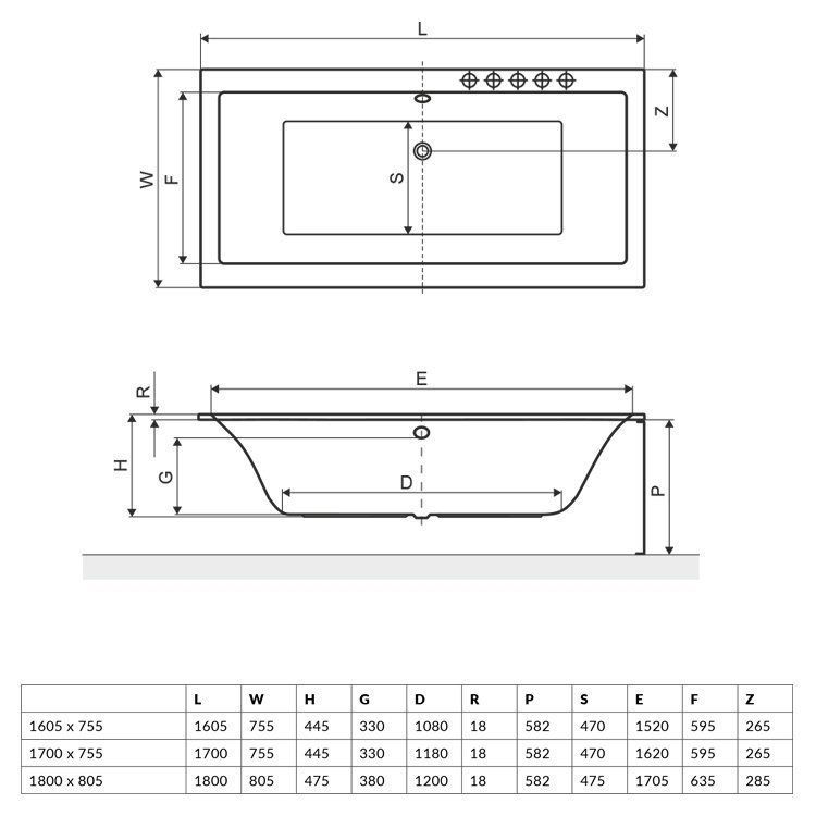 Ванна акриловая Excellent Pryzmat SLIM 180x80 купить в интернет-магазине Sanbest