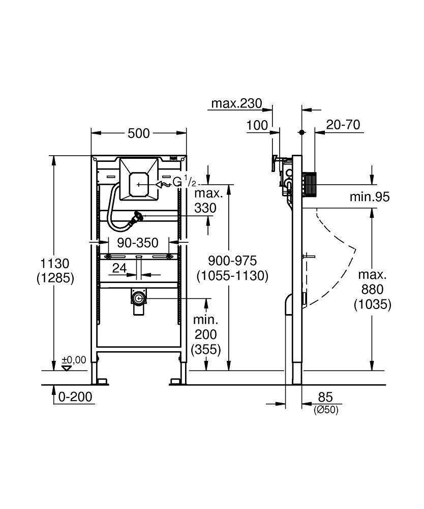 Инсталляция для писсуара Grohe Rapid SL 38803001 купить в интернет-магазине сантехники Sanbest